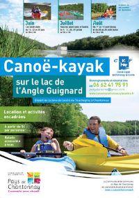 Location de canoë-kayak. Du 15 juin au 26 août 2013 à Chantonnay. Vendee. 
